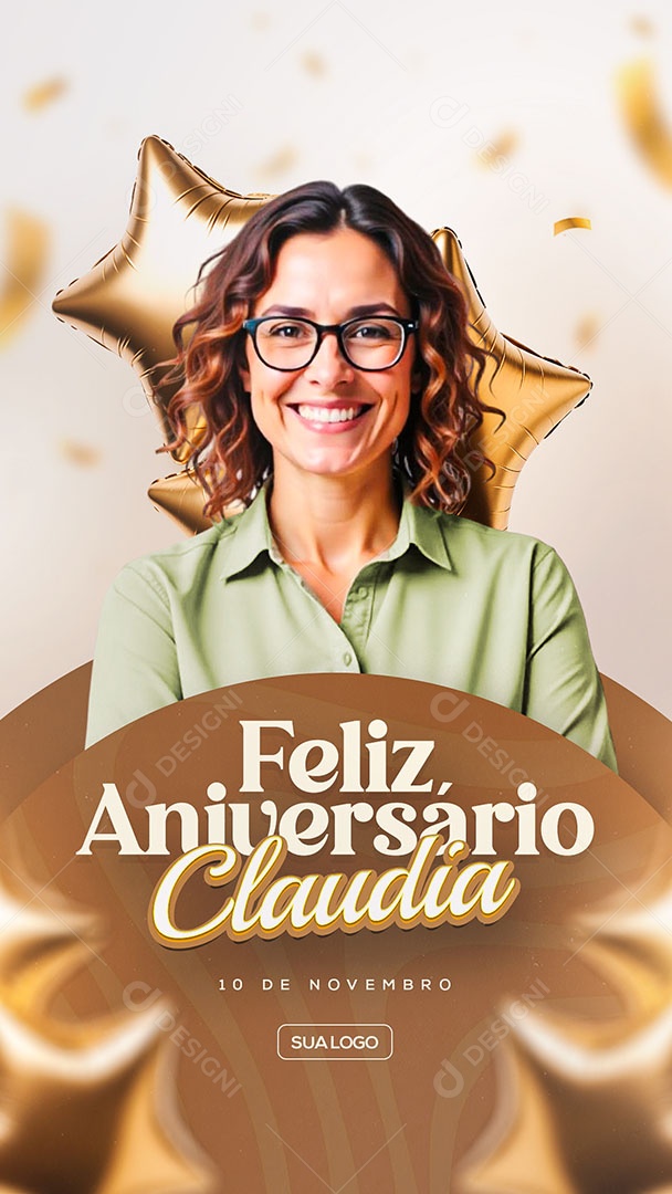 Story Feliz Aniversário Parabéns Claudia Amarelo Social Media PSD Editável