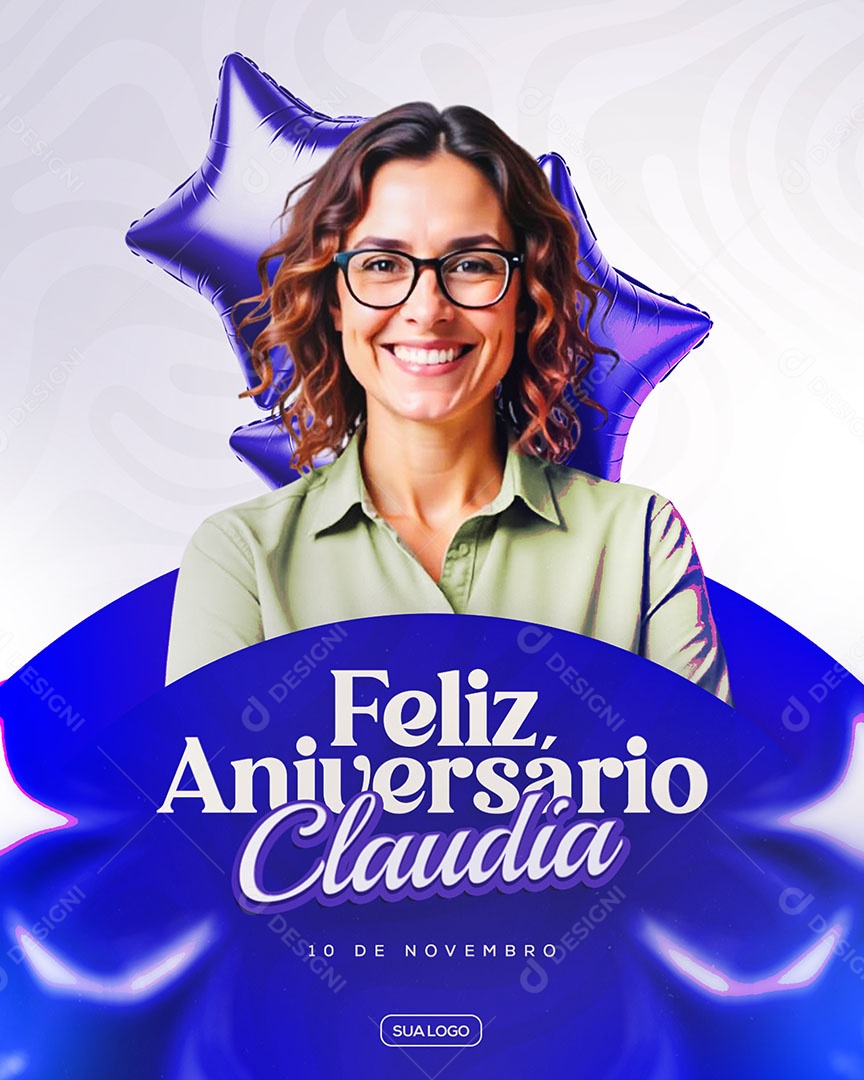 Feliz Aniversário Parabéns Claudia Social Media PSD Editável