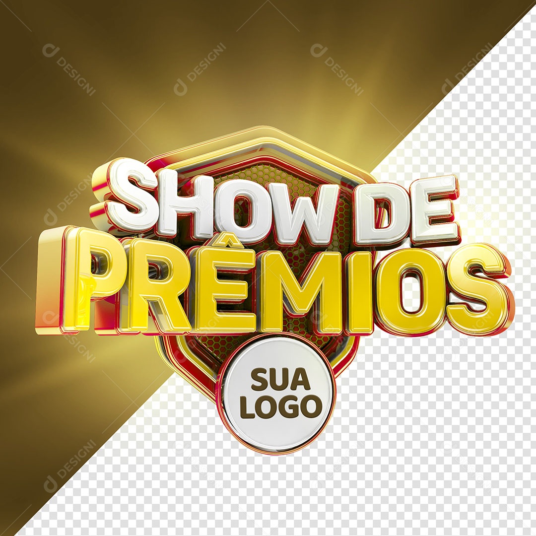 Selo 3D Show de Prêmios Amarelo Para Composição PSD