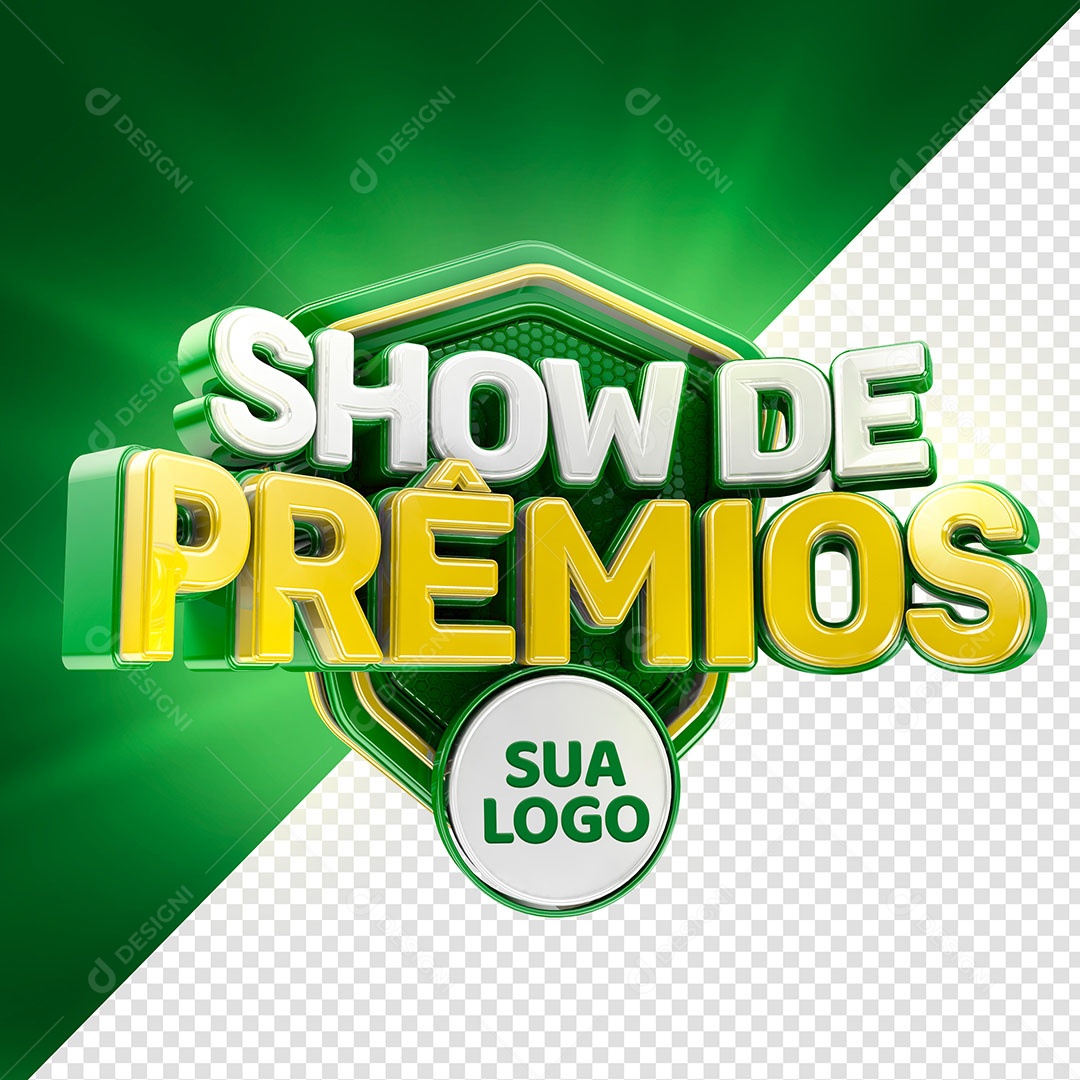 Selo 3D Show de Prêmios Verde Para Composição PSD
