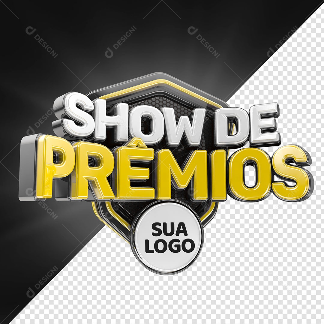 Selo 3D Show de Prêmios Preto Para Composição PSD