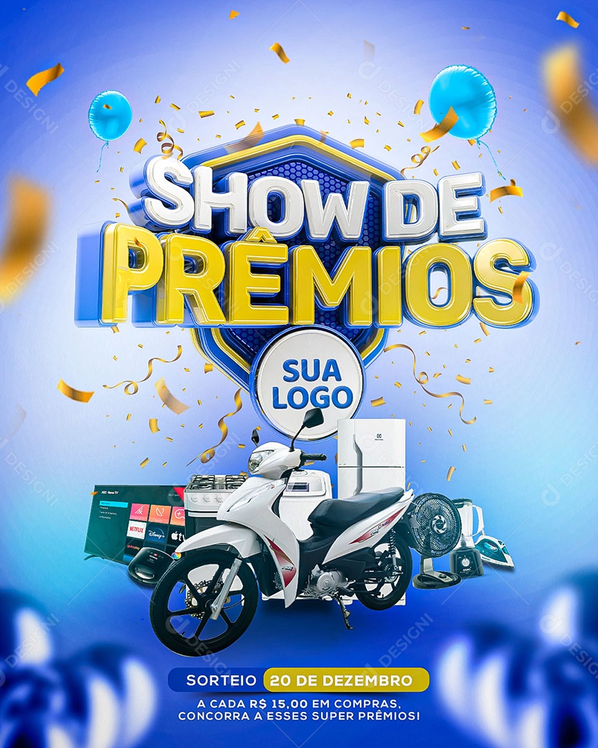 Show de Prêmios Sorteio Social Media PSD Editável