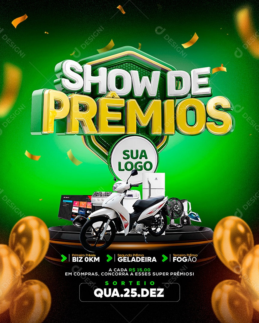 Show de Prêmios Sorteio Social Media PSD Editável