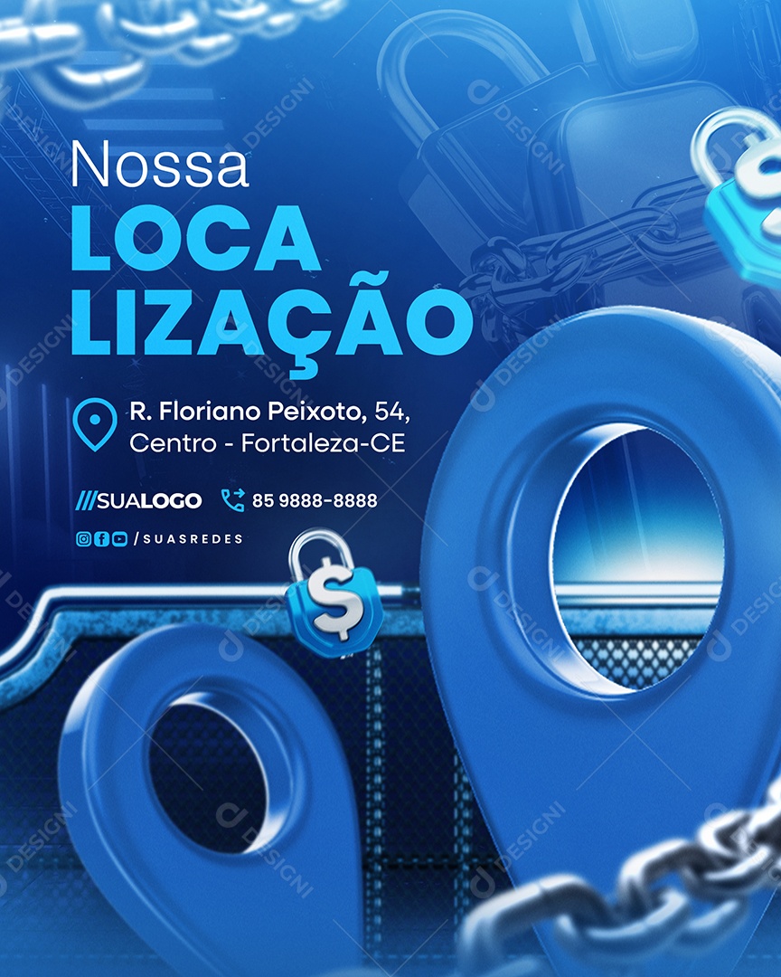 Fecha Mês Fevereiro Loja de Eletrônicos Nossa Localização Social Media PSD Editável