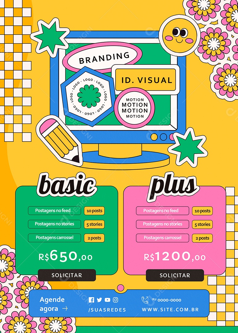 Flyer Designer Gráfico Planos Basic Plus Social Media PSD Editável