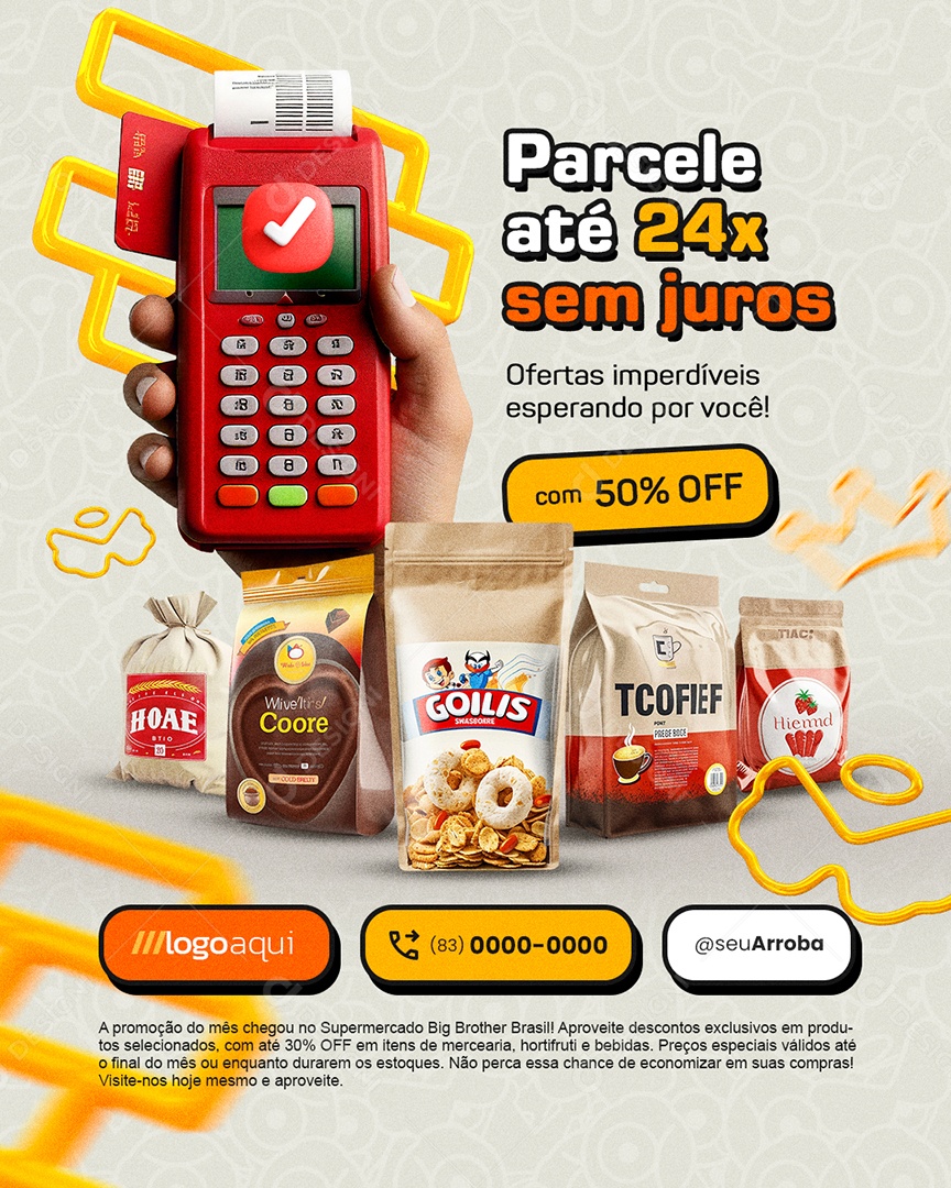 De Olho Na Oferta Supermercado Ofertas Imperdíveis Social Media PSD Editável