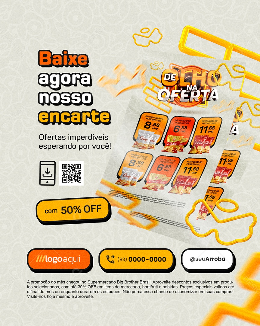 De Olho Na Oferta Supermercado Baixe Agora Nosso Encarte Social Media PSD Editável