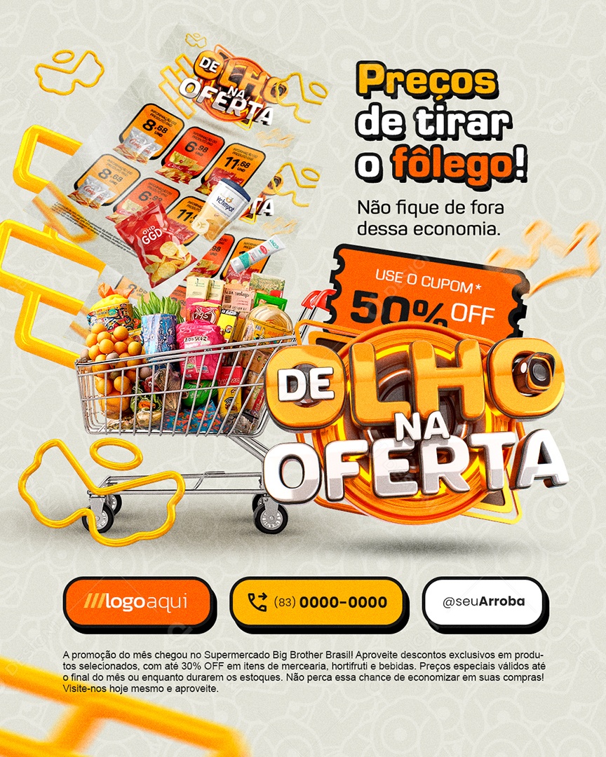 De Olho Na Oferta Supermercado Não Fique de Fora Dessa Social Media PSD Editável
