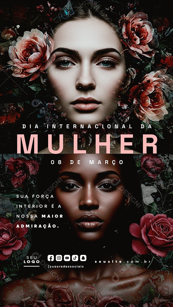 Story Dia Internacional Da Mulher 08 de Março Sua Força Social Media PSD Editável