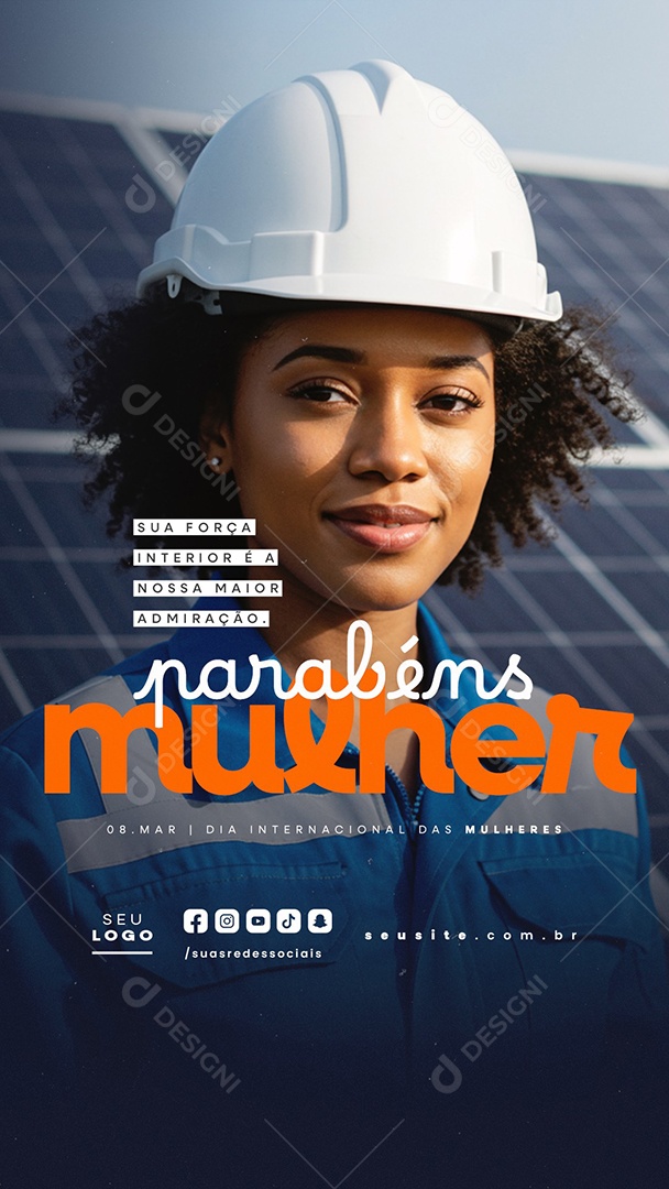 Story Dia Internacional Das Mulheres 08 de Março Parabéns Social Media PSD Editável