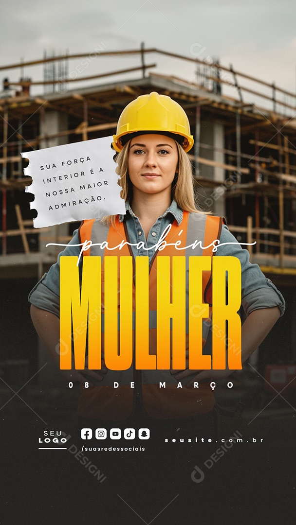 Story Dia Internacional Das Mulheres 08 de Março Parabéns Social Media PSD Editável