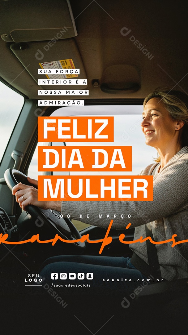 Story Feliz Dia Da Mulher 08 de Março Parabéns Social Media PSD Editável