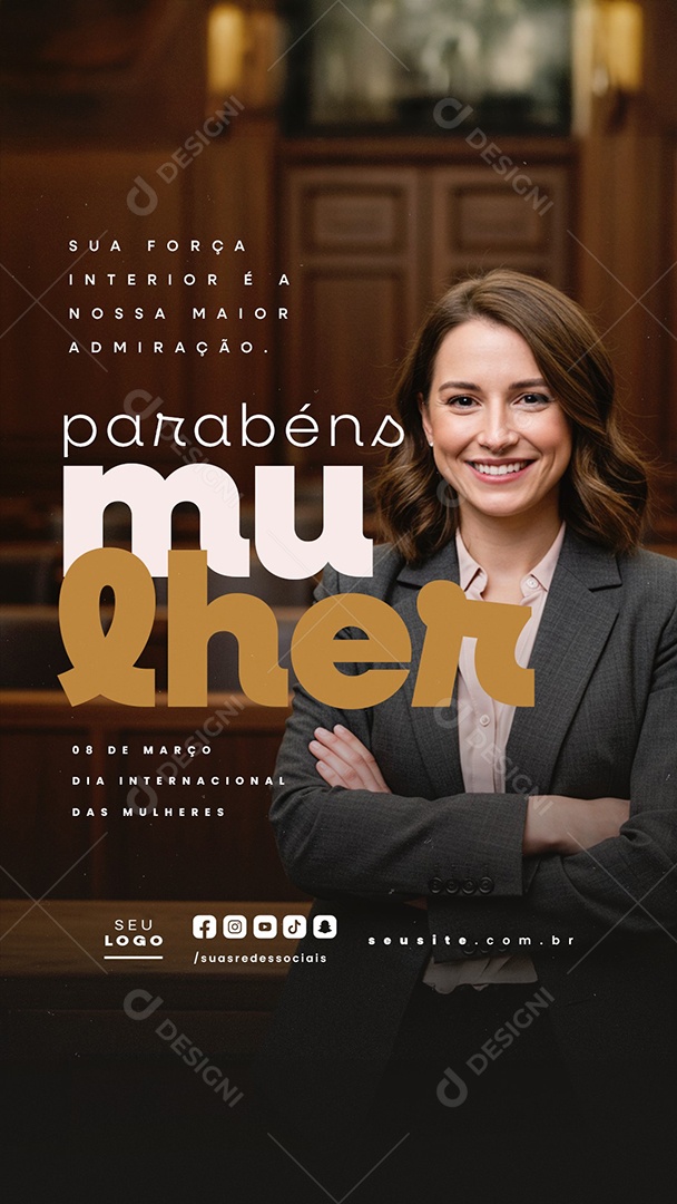 Story Dia Internacional Das Mulheres 08 de Março Parabéns Social Media PSD Editável