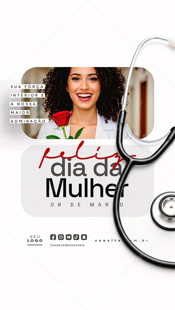 Story Feliz Dia da Mulher 08 de Março Social Media PSD Editável