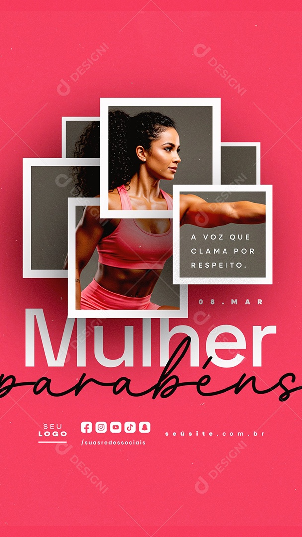 Story Social Media Dia Da Mulher 08 de Março PSD Editável