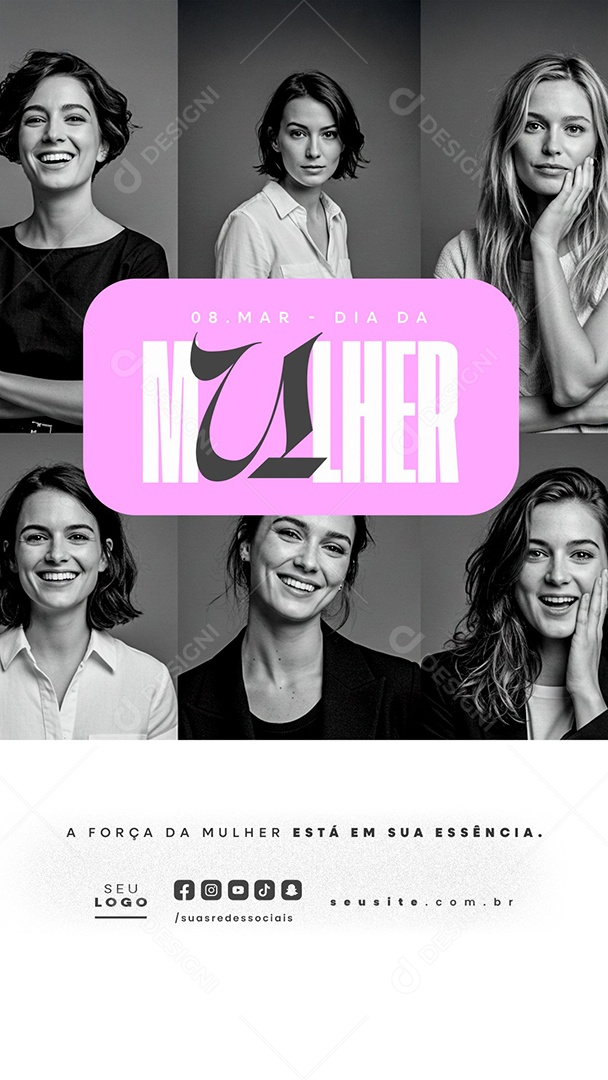 Story Social Media Dia Da Mulher 08 de Março PSD Editável