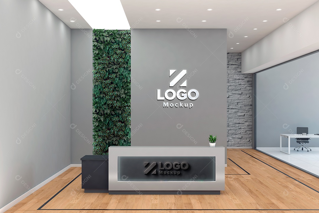 Parede de Recepção Mockup PSD Editável