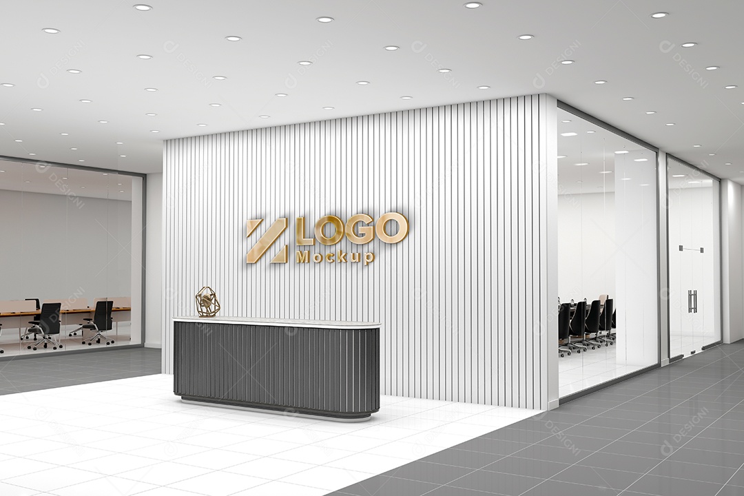 Parede de Recepção Mockup PSD Editável