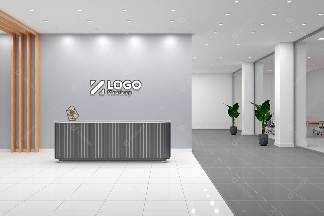 Parede de Recepção Mockup PSD Editável