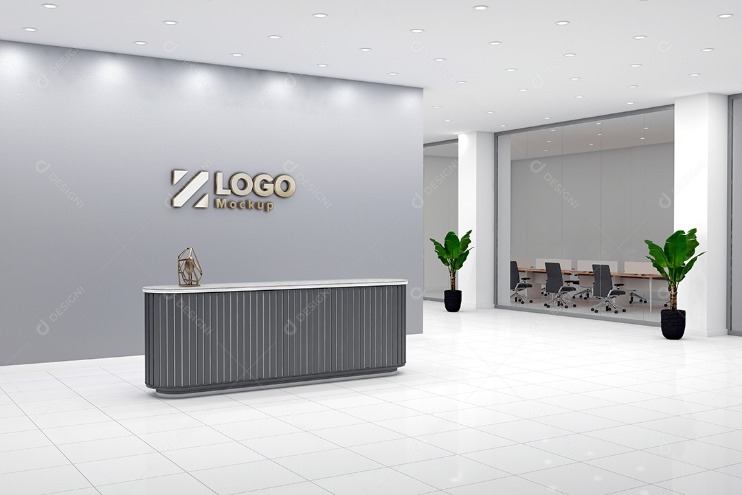 Parede de Recepção Mockup PSD Editável
