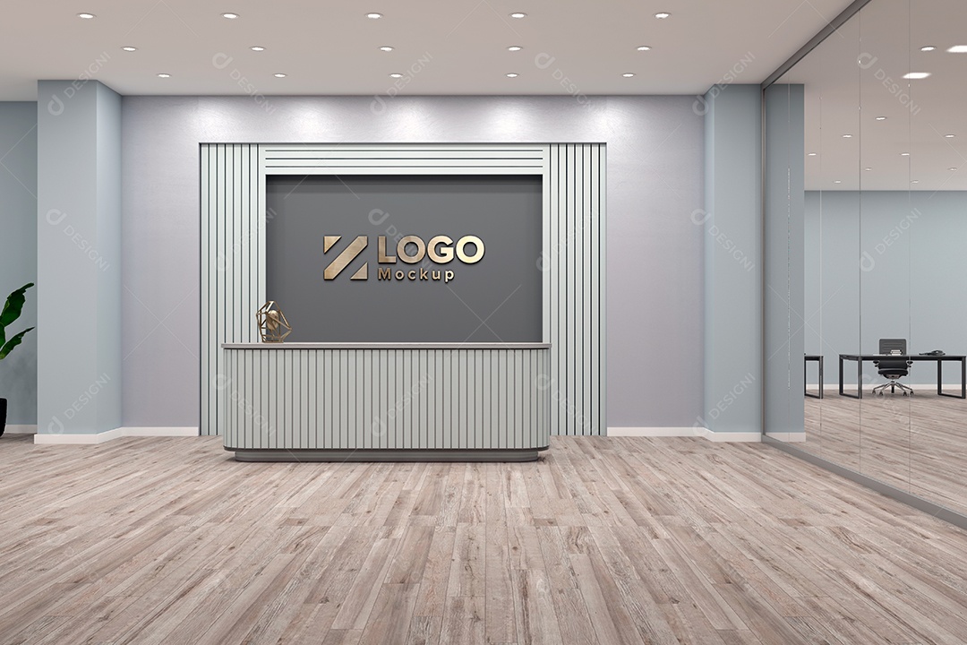 Parede de Recepção Mockup PSD Editável