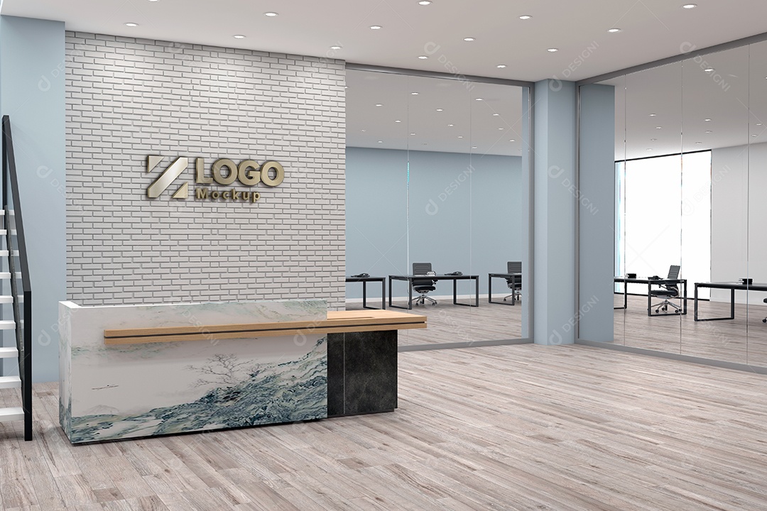 Parede de Recepção Mockup PSD Editável