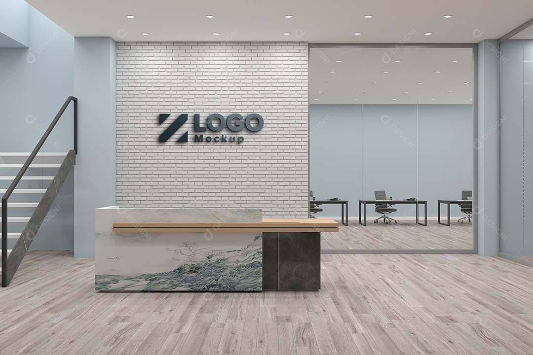 Parede de Recepção Mockup PSD Editável