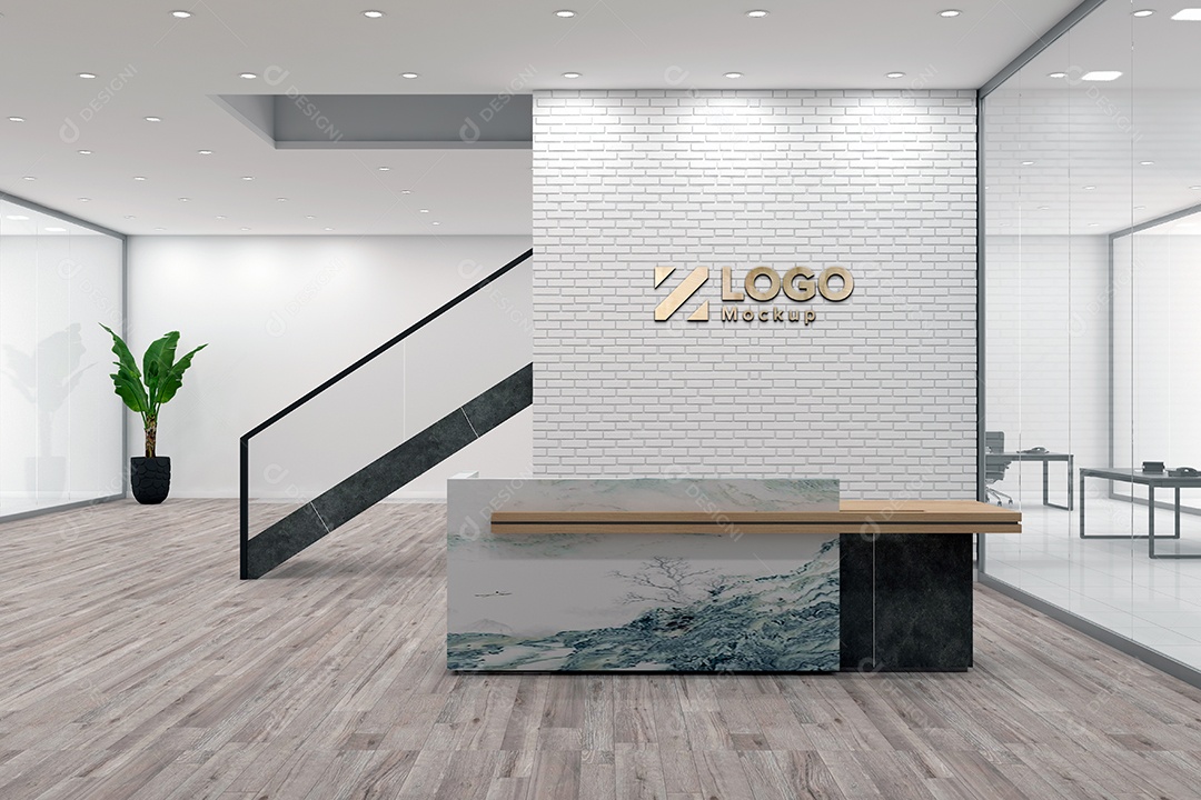 Parede de Recepção Mockup PSD Editável
