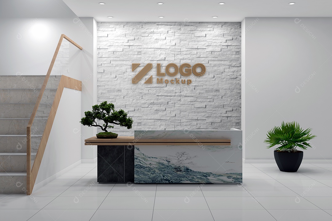 Parede de Recepção Mockup PSD Editável