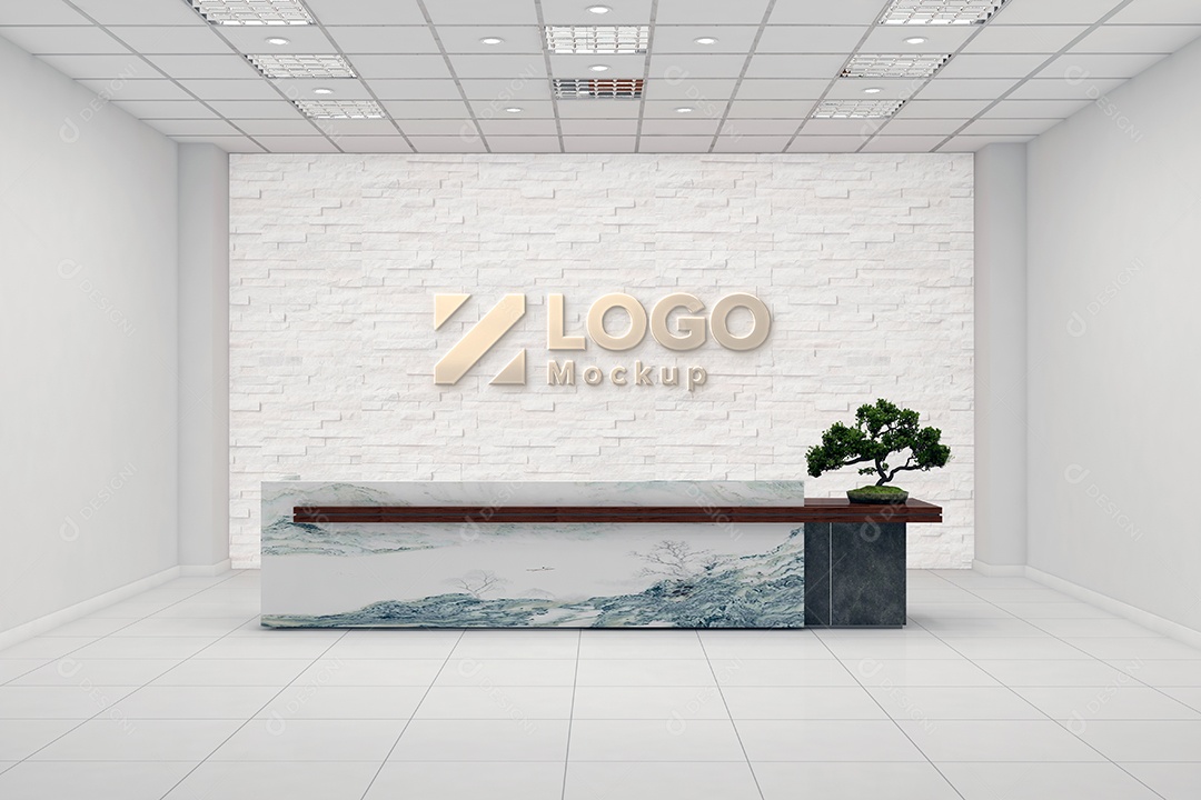 Parede de Recepção Mockup PSD Editável