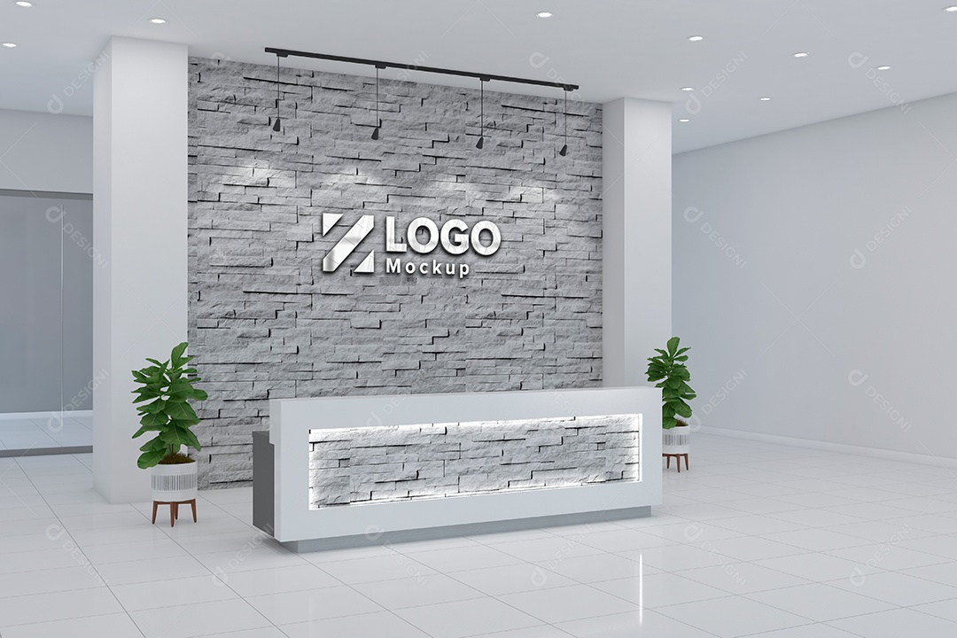 Parede de Recepção Mockup PSD Editável