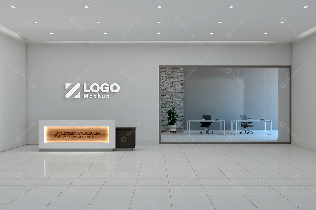 Parede de Recepção Mockup PSD Editável