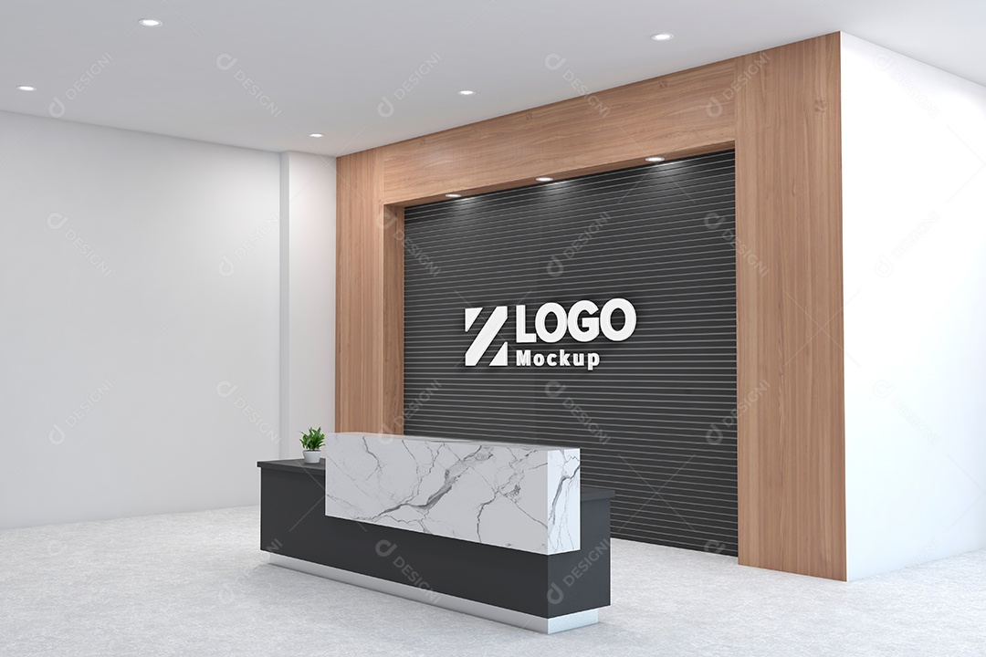 Parede de Recepção Mockup PSD Editável