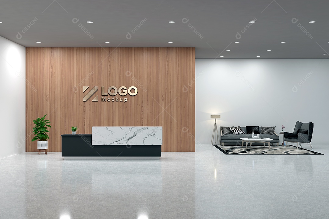 Parede de Recepção Mockup PSD Editável