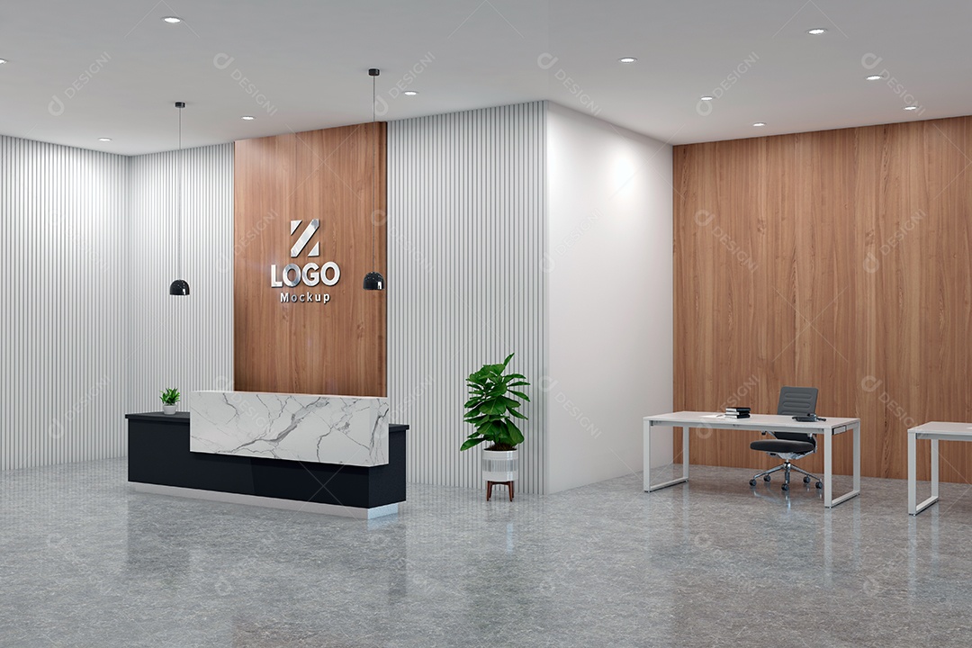 Parede de Recepção Mockup PSD Editável