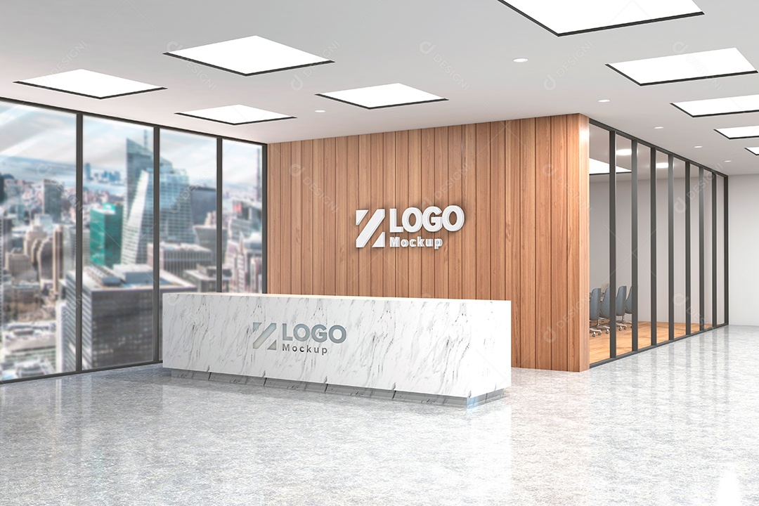 Parede de Recepção Mockup PSD Editável