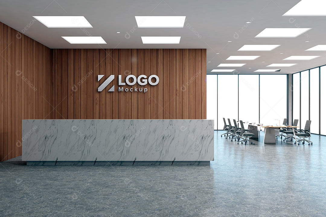 Parede de Recepção Mockup PSD Editável