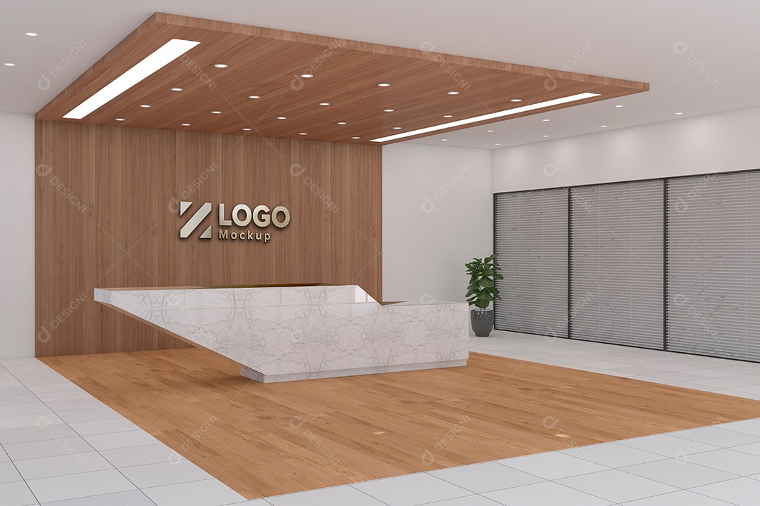 Parede de Recepção Mockup PSD Editável