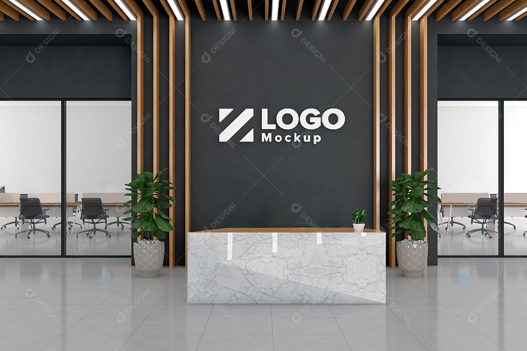 Parede de Recepção Mockup PSD Editável