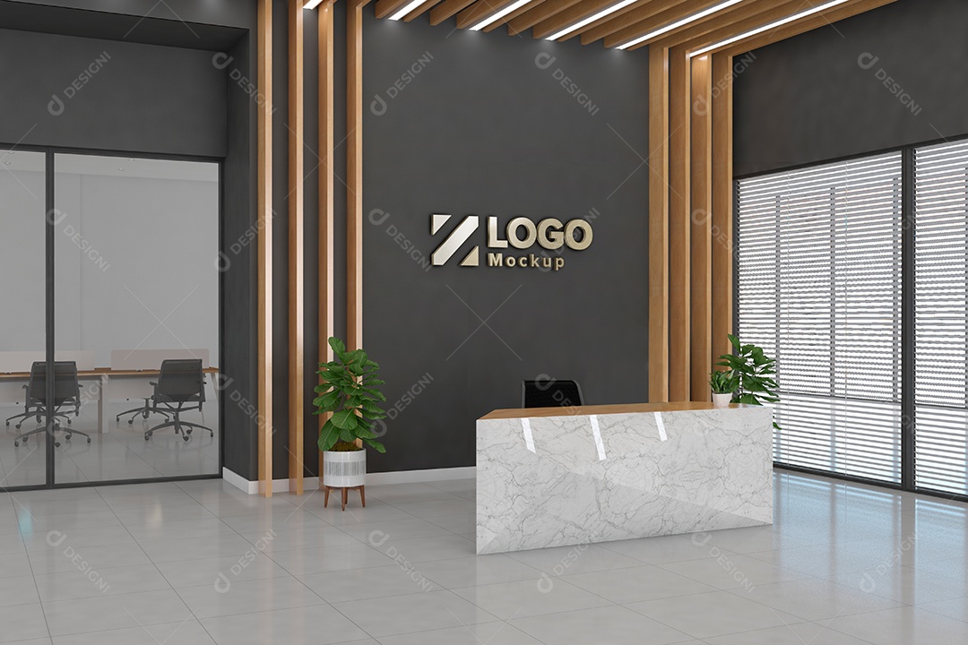 Parede de Recepção Mockup PSD Editável