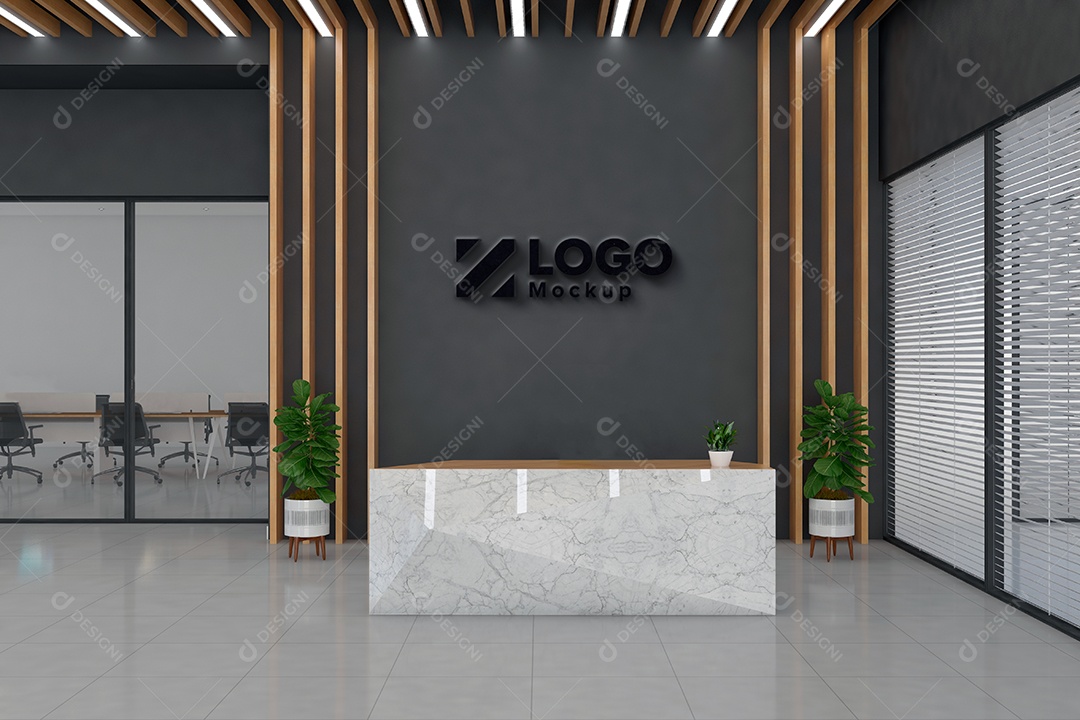 Parede de Recepção Mockup PSD Editável