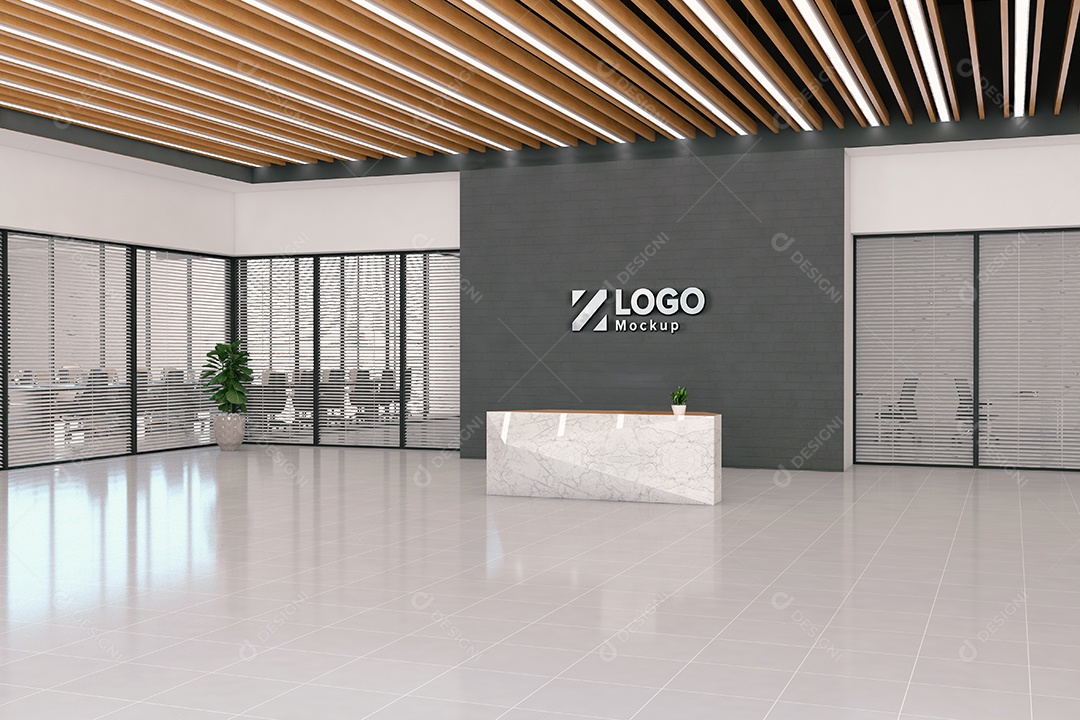 Parede de Recepção Mockup PSD Editável