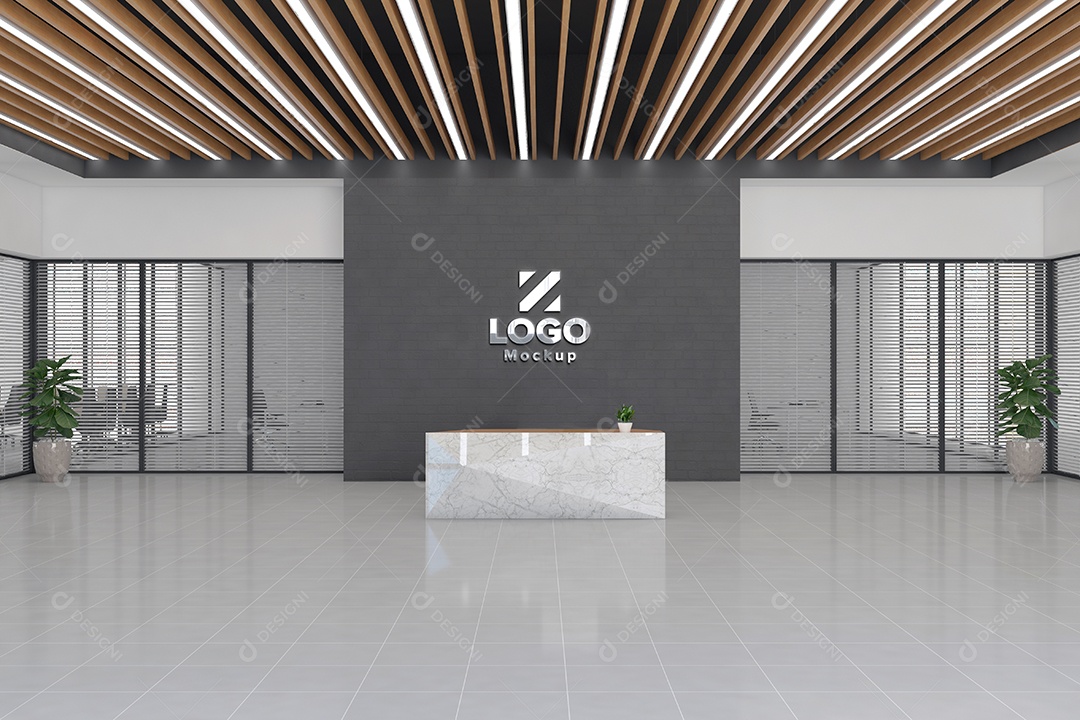 Parede de Recepção Mockup PSD Editável