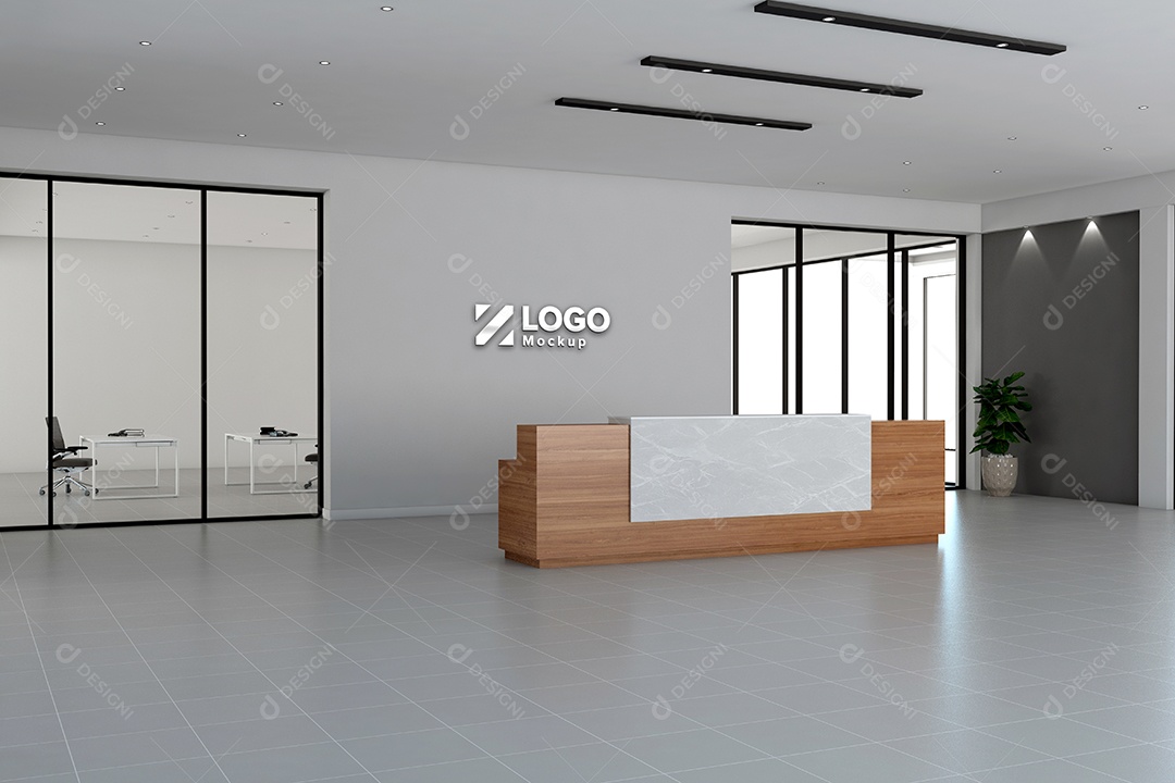 Parede de Recepção Mockup PSD Editável