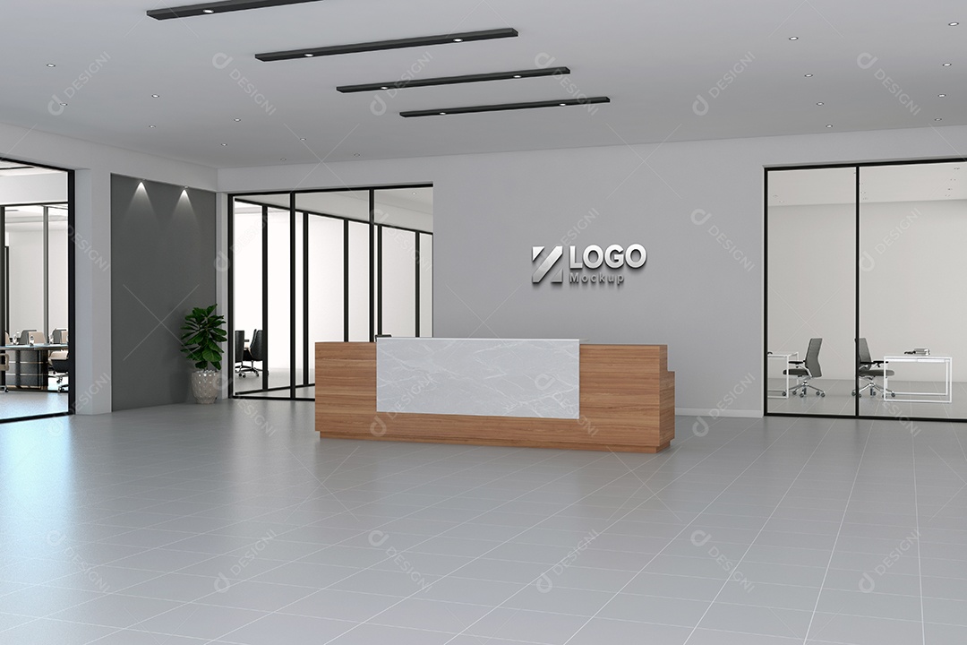 Parede de Recepção Mockup PSD Editável