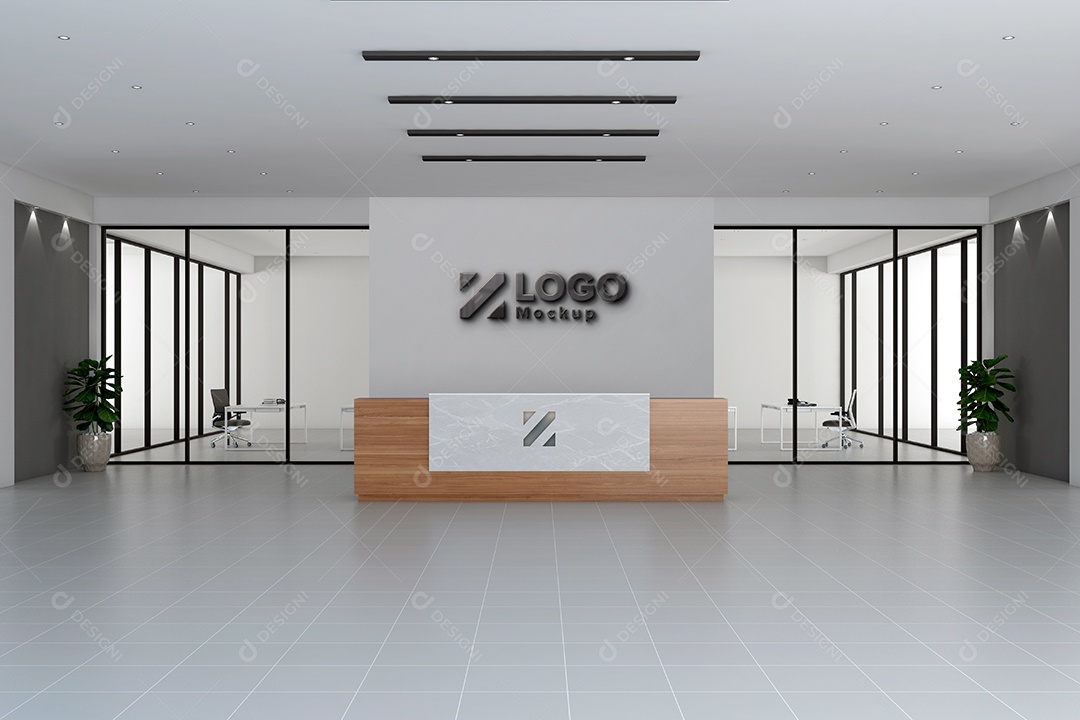 Parede de Recepção Mockup PSD Editável