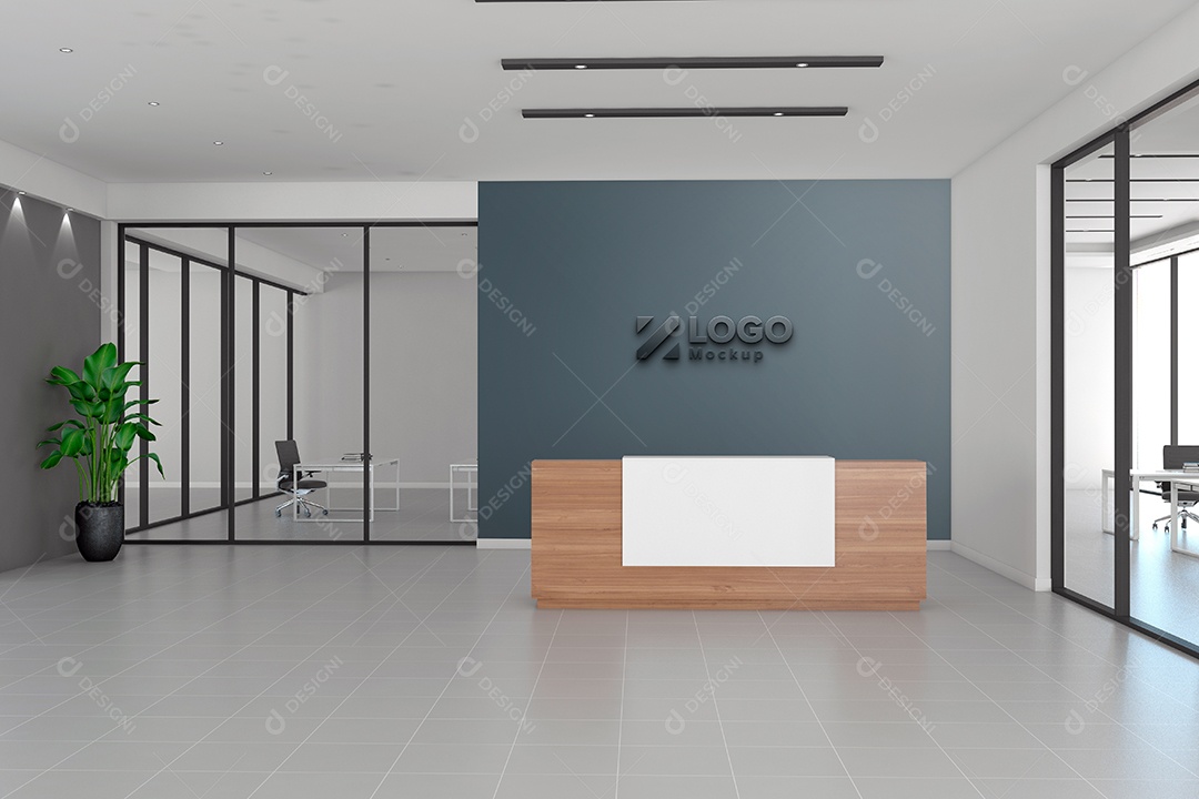 Parede de Recepção Mockup PSD Editável