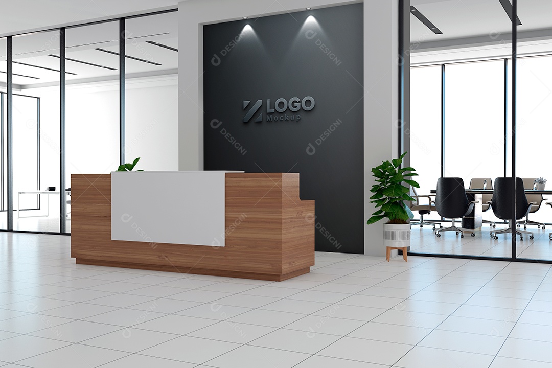 Parede de Recepção Mockup PSD Editável