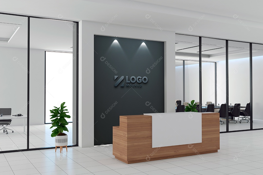 Parede de Recepção Mockup PSD Editável