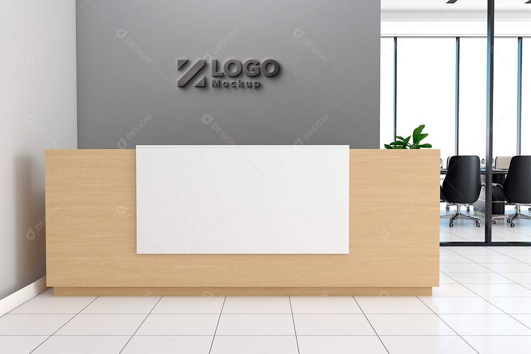 Parede de Recepção Mockup PSD Editável